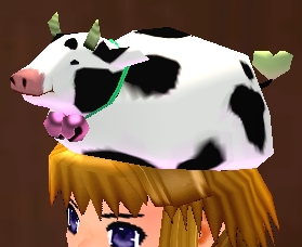 Equipped Dairy Cow Hat viewed from an angle