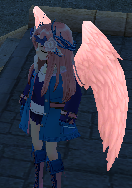 Baby Pink Angel Wings Equipped Angled Night.png