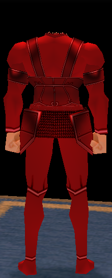 Equipped Male Valencia's Cross Line Plate Armor (Giant) (Red) viewed from the back