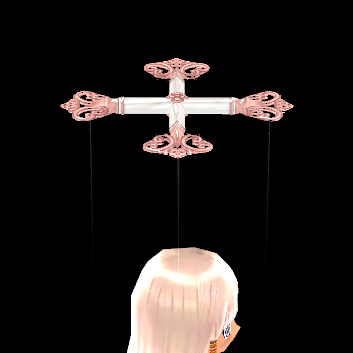 Equipped Peach Royal Marionette Halo viewed from the side