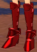 Equipped Female Valencia's Cross Line Plate Boots (Red) viewed from an angle