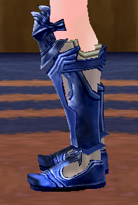 Equipped Altam's Greaves (Dyed) viewed from the side