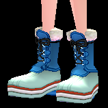 Equipped Cheerful Snowflake Boots (F) viewed from an angle