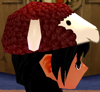 Equipped Sheep Hat viewed from the side