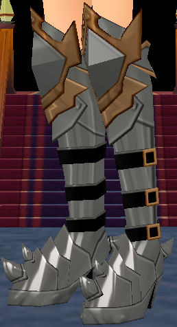Equipped Dark Knight Boots (F) viewed from an angle